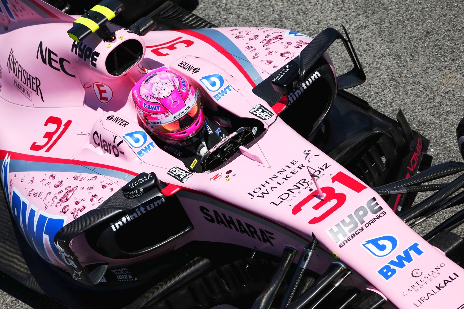 The Force India numbers in Barcelona were only visible if you were above the car