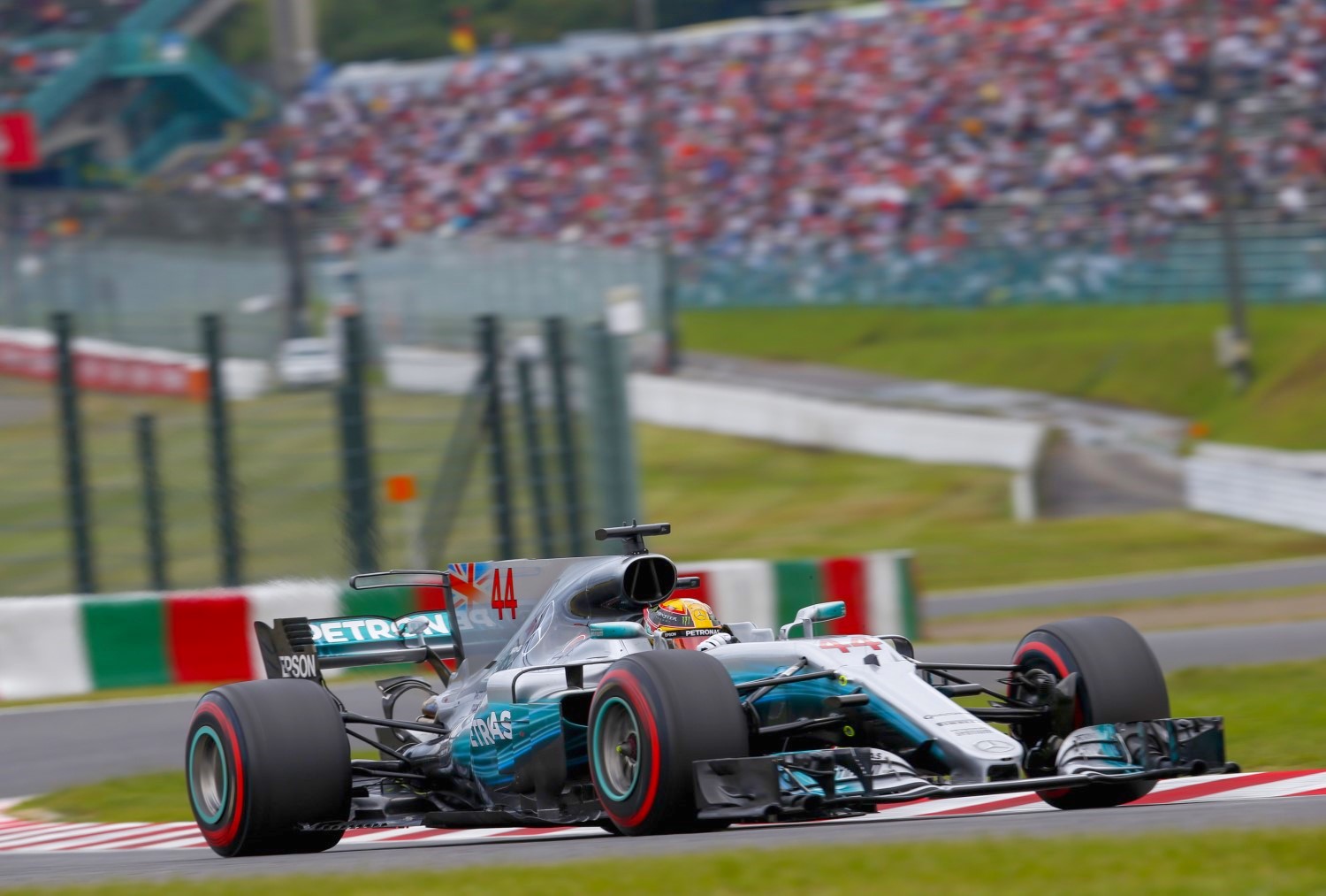 Lewis Hamilton leads in his diesel Mercedes
