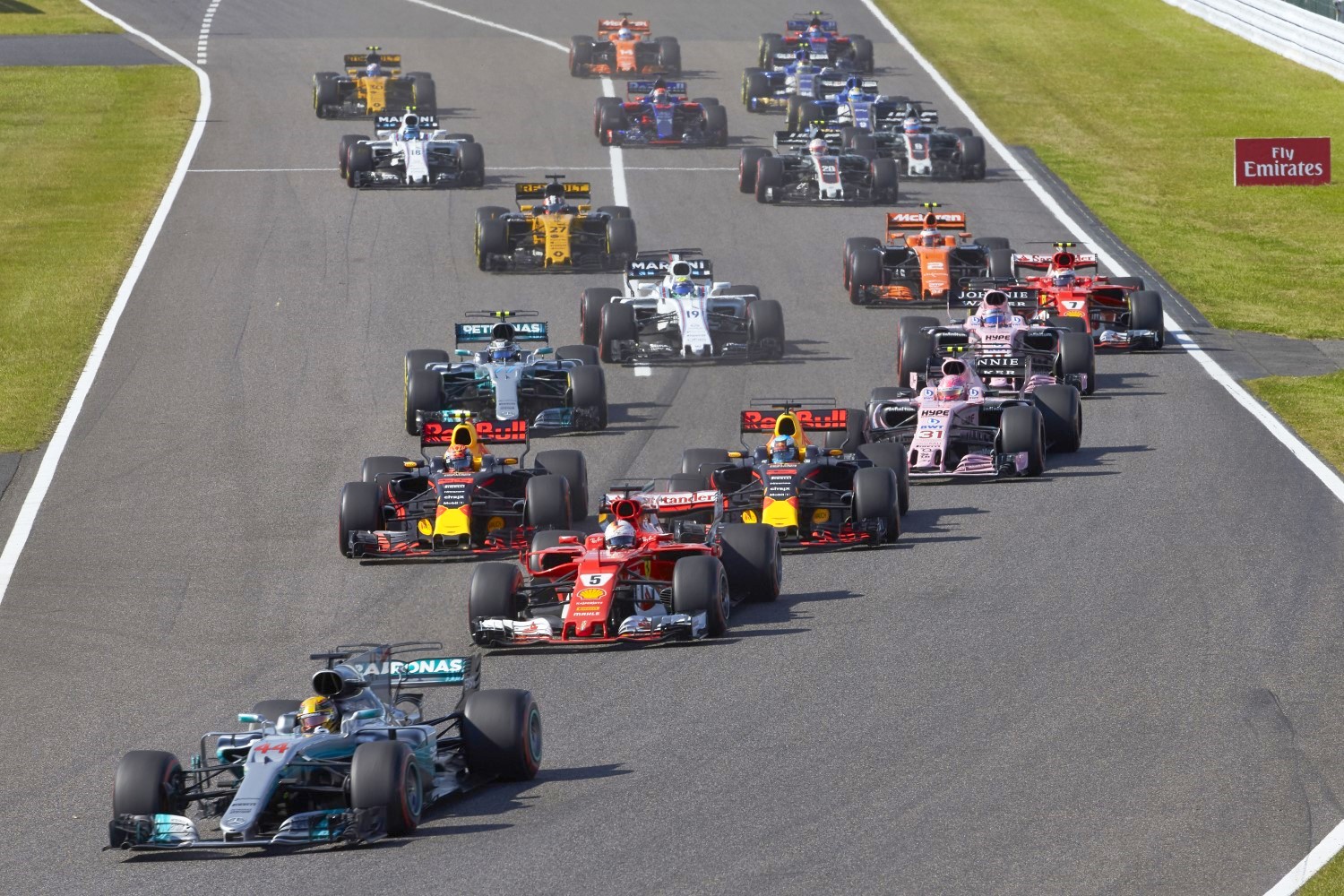 Hamilton leads at the start