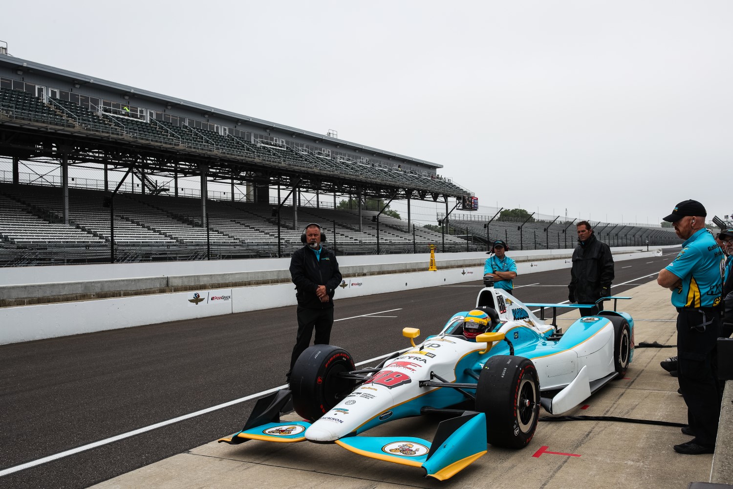 Gabby Chaves practicing for this year's Indianapolis 500 