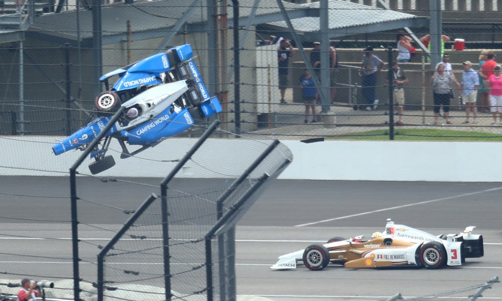 Scott Dixon heading toward inches from instant death