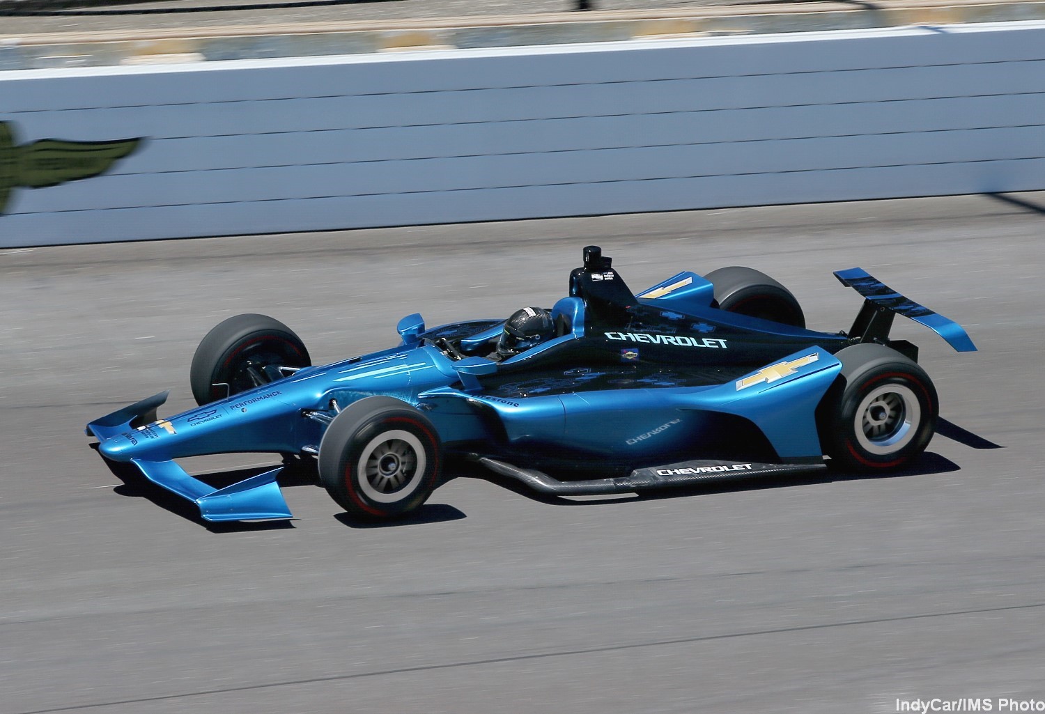Juan Pablo Montoya tests the UAK-18 for the first time at Indianapolis, July 2017.