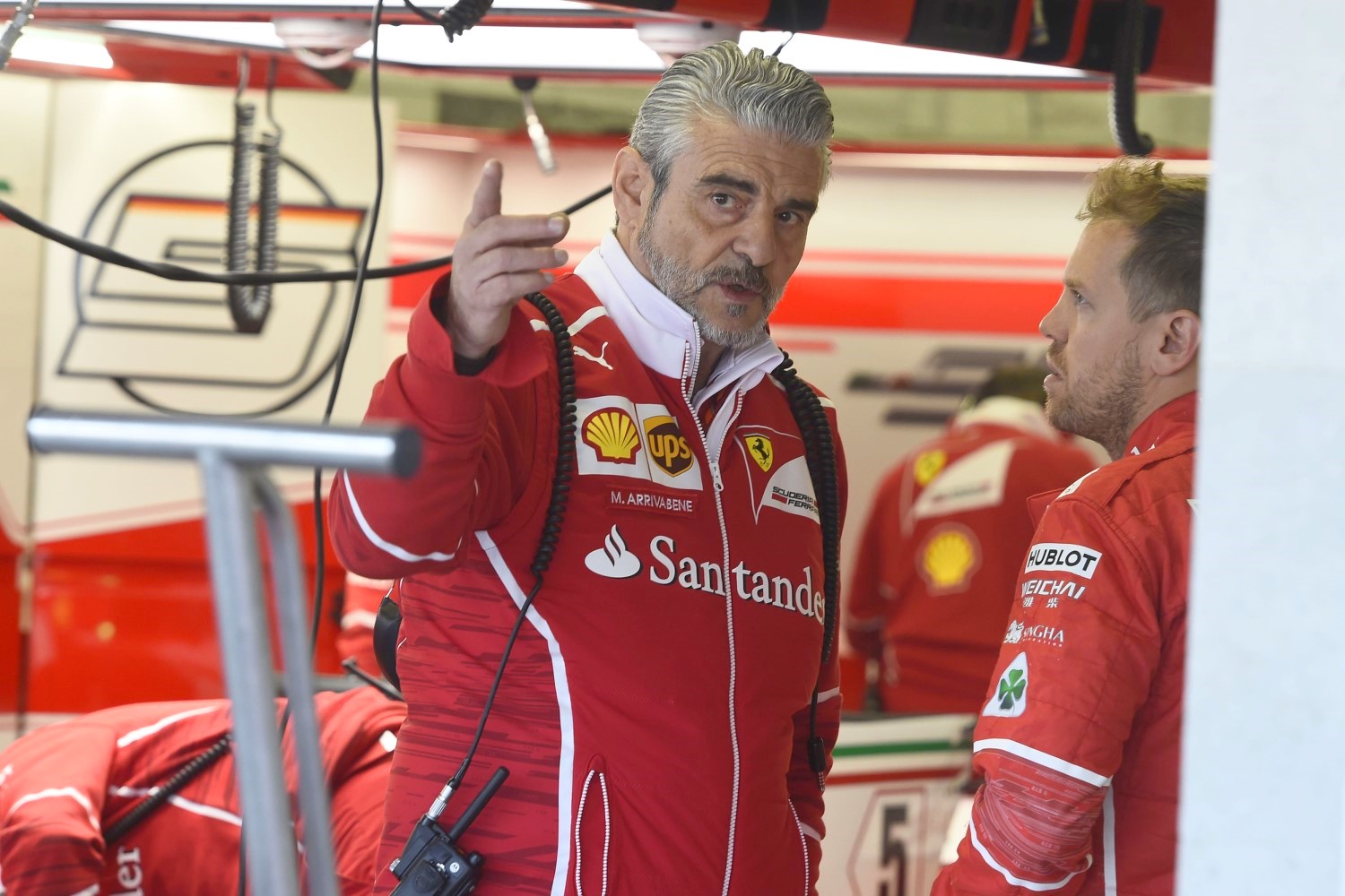 Maurizio Arrivabene and Sebastian Vettel