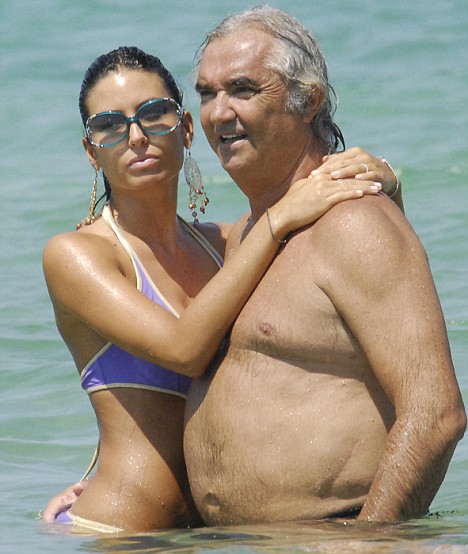 Wealthy Flavio Briatore always has trophy girl hanging off his shoulder. In this case it's his much younger wife Elisabetta Gregoraci