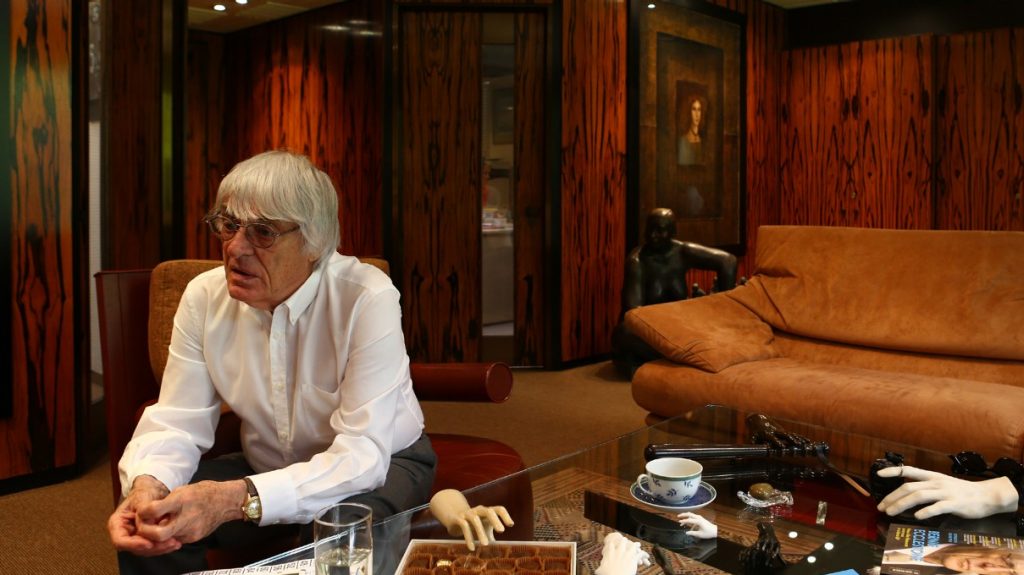 Ecclestone in his wood paneled office - very 1970s