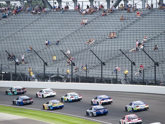Many of the grandstands were completely closed off Sunday. the estimated attendance was about 35,000