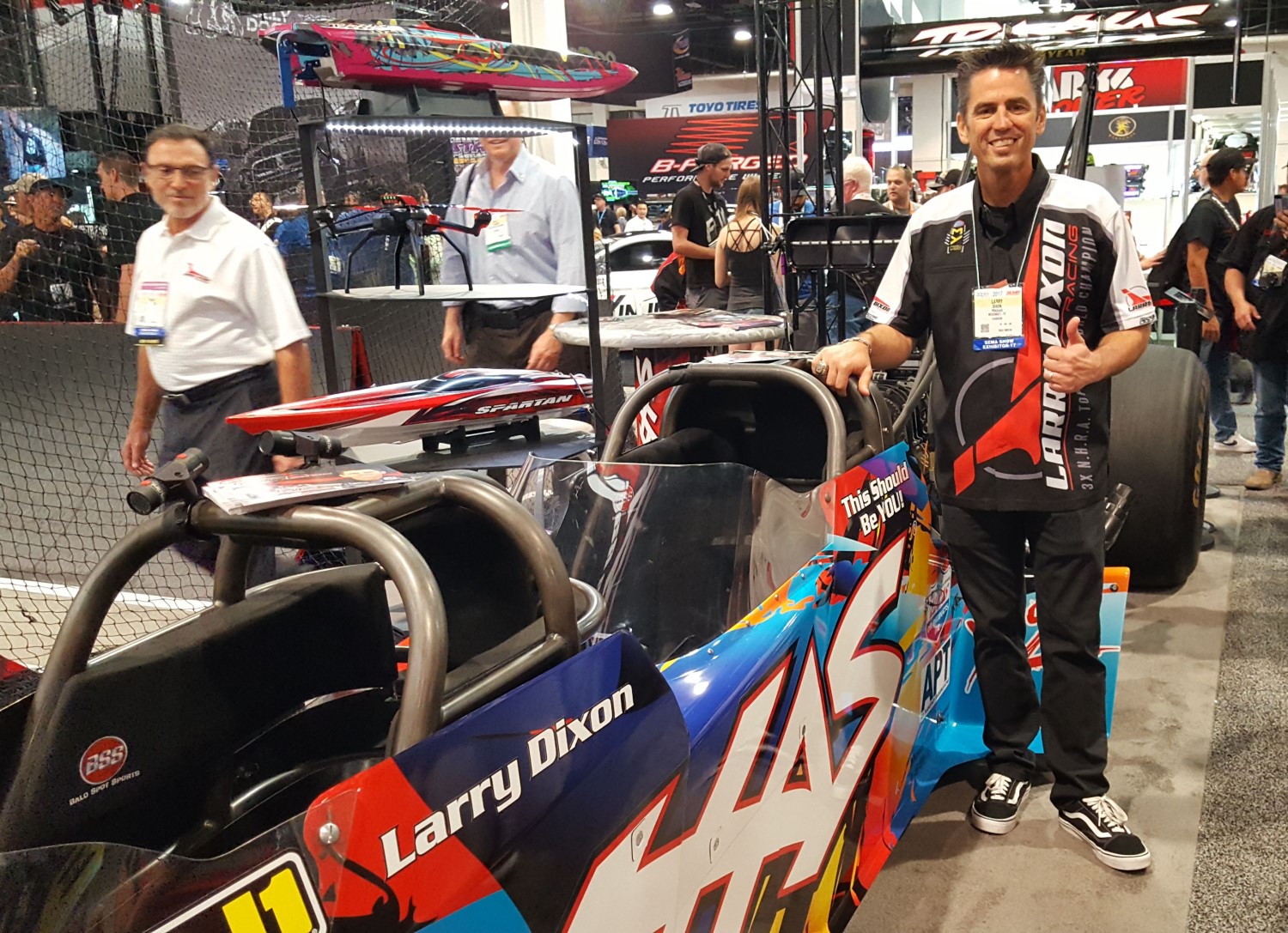 Larry Dixon and his 2-seat Top Fuel dragster