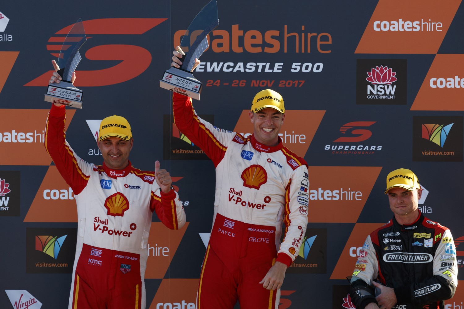 From left, Coulthard, McLaughlin and Slade