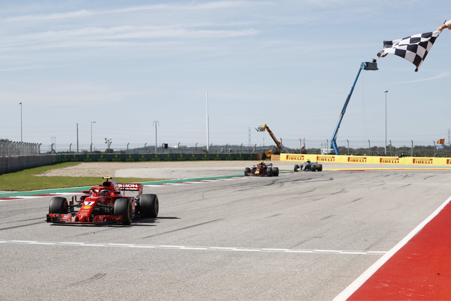 Raikkonen takes the checkered flag ahead of Verstappen and Hamilton at COTA on Sunday