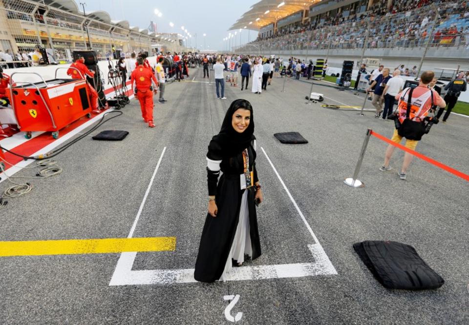 Aseel Al-Hamad on the grid at the Bahrain GP