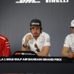 From left, Raikkonen, Alonso and Bottas