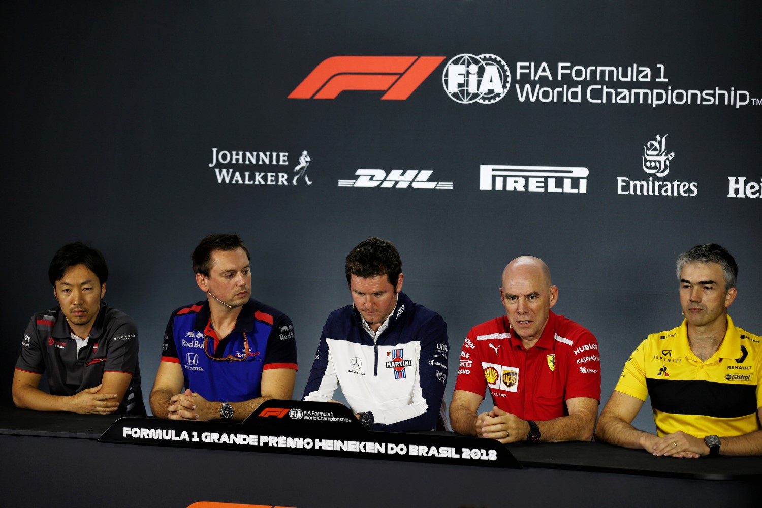 Jock Clear, 2nd from right, during Friday's Brazilian GP press conference