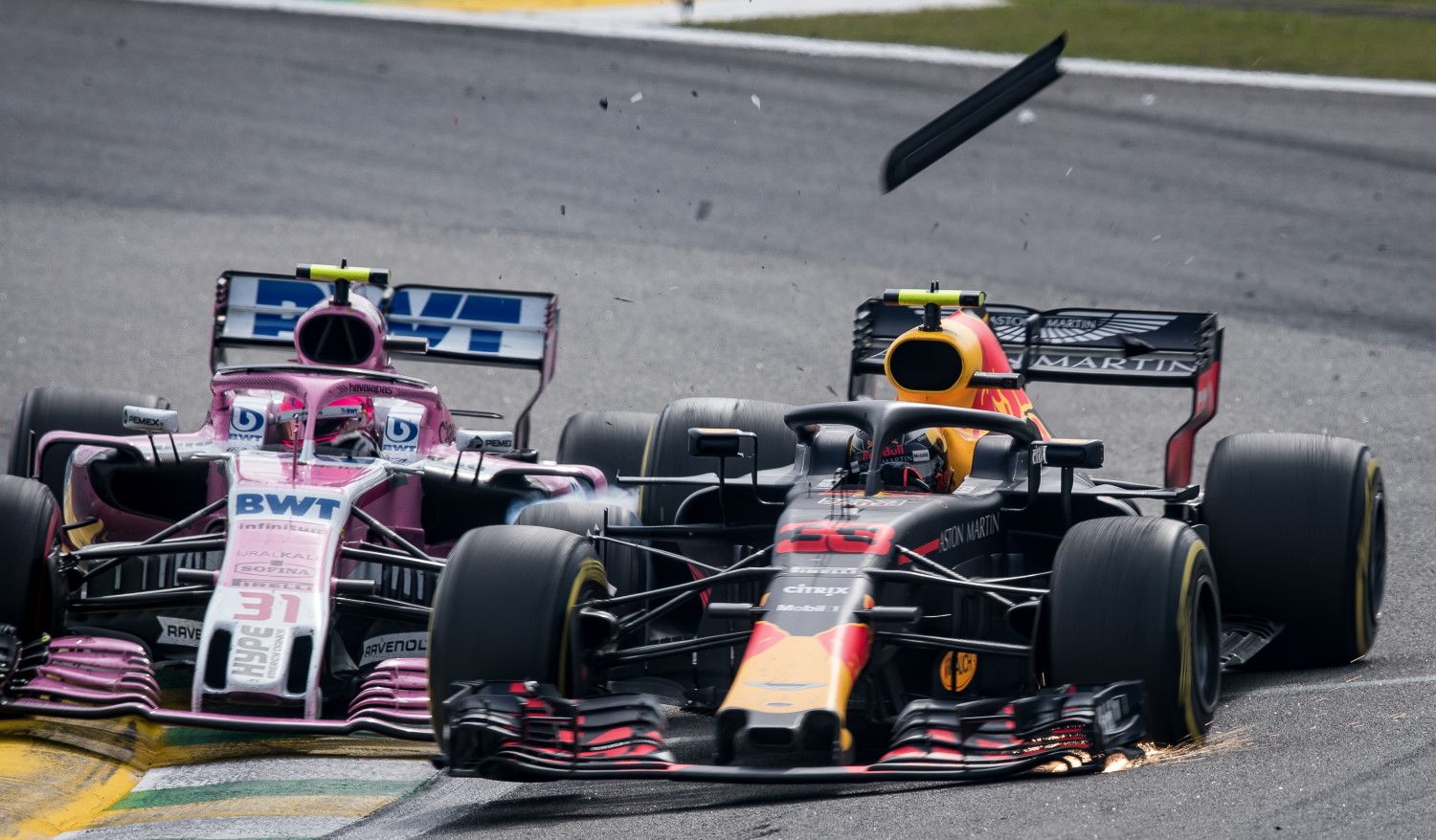 Verstappen and Ocon contact