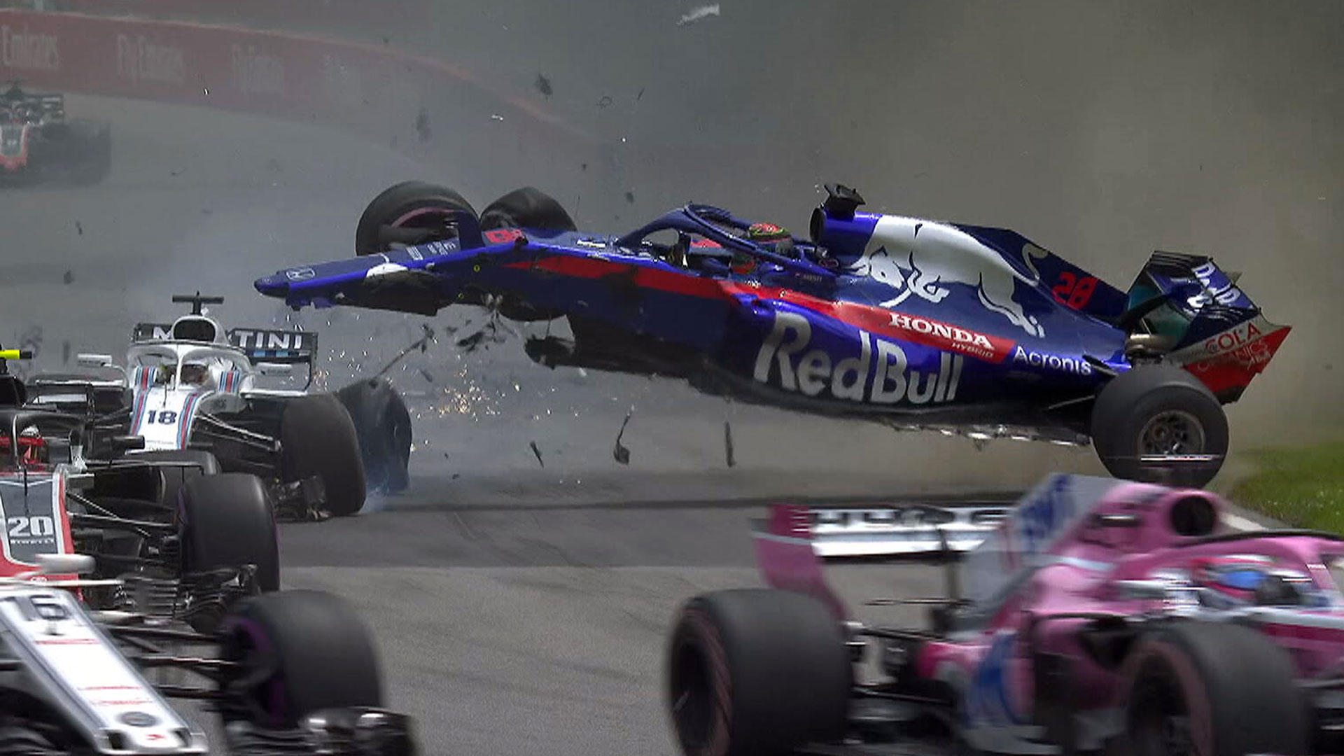 Hartley says Stroll lost control of his Williams and smashed him into the outside wall