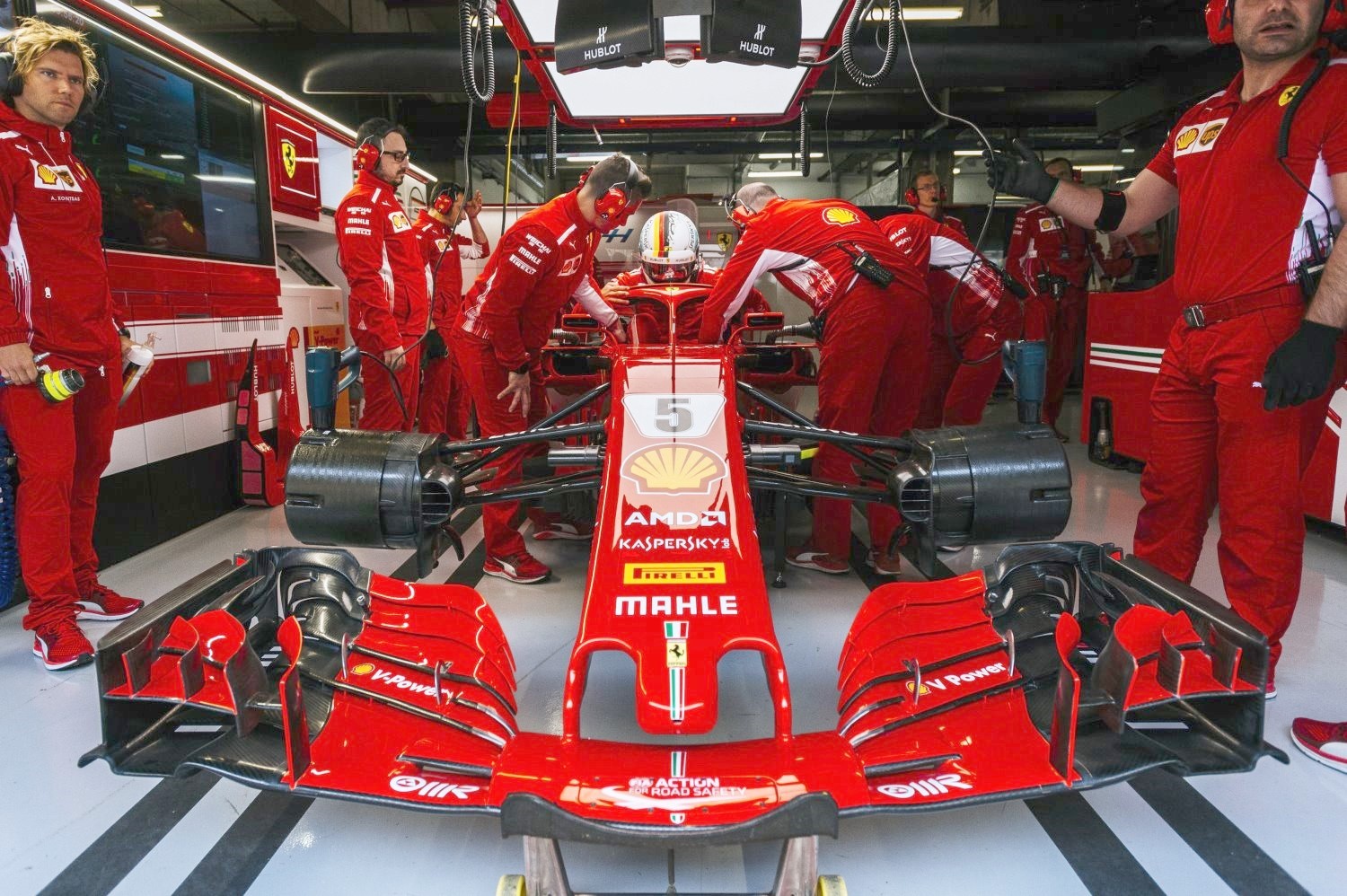 The Ferrari smokes when started