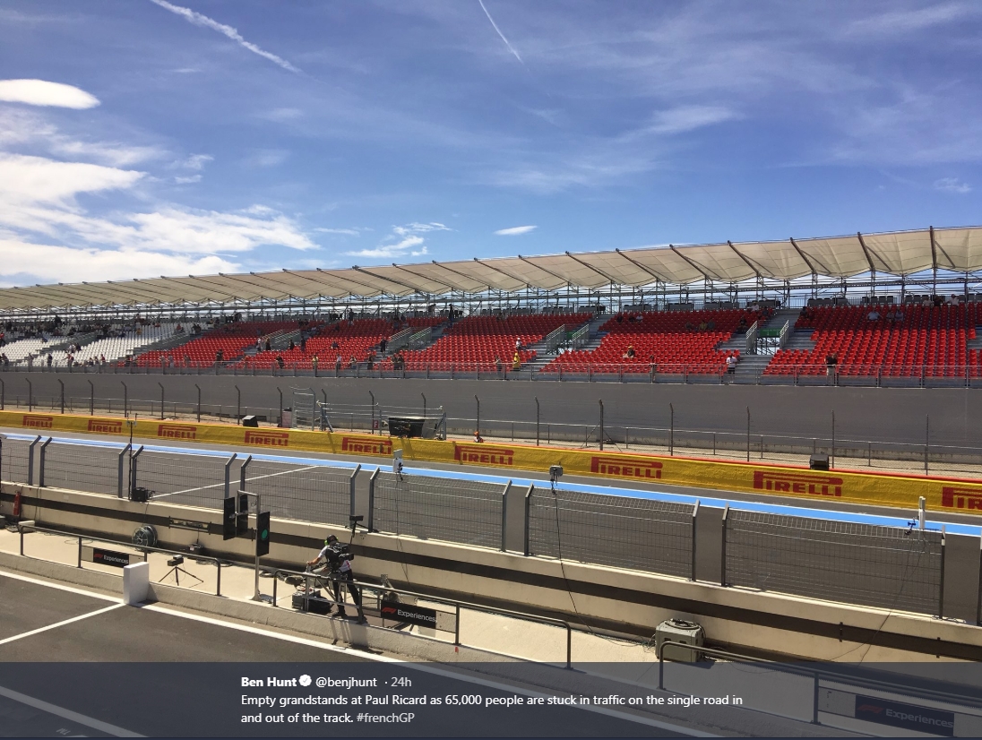 Empty grandstands - 65,000 people stuck in traffic on single lane road