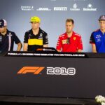 From left, Perez, Hulkenburg, Vettel and Hartley