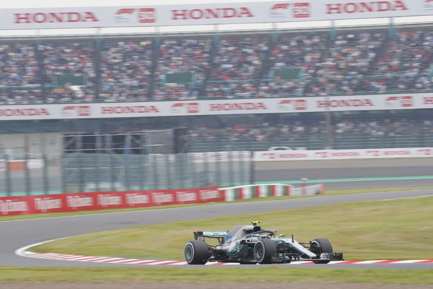 Bottas in the Mercedes at Suzuka Friday. Look at that Friday crowd