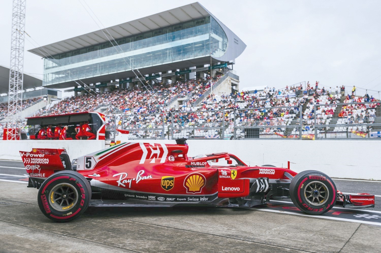 Vettel exits the garage in Suzuka