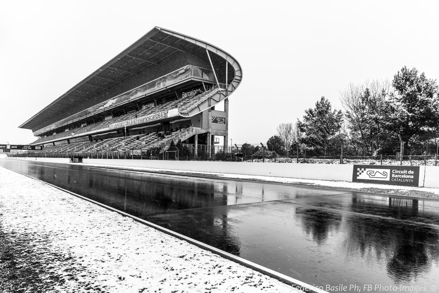 Barcelona when it snowed during winter testing