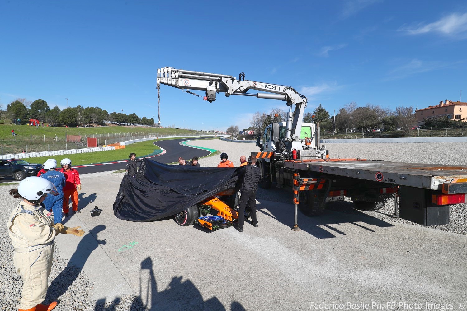 The McLaren was on the flatbed more than it was off