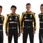 Renaults regular drivers are joined by reserve drivers Jack Aitken (L) and Artem Markelov (R)