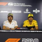 From left, Perez, Alonso, Sainz Jr. and Hartley