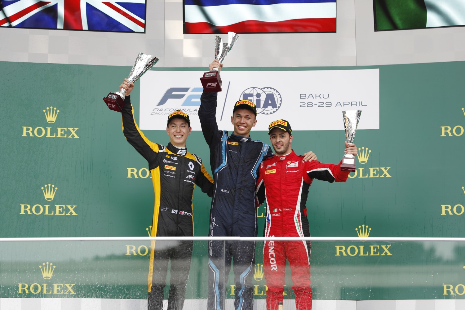 From left, Aitken, Albon and Fuoco