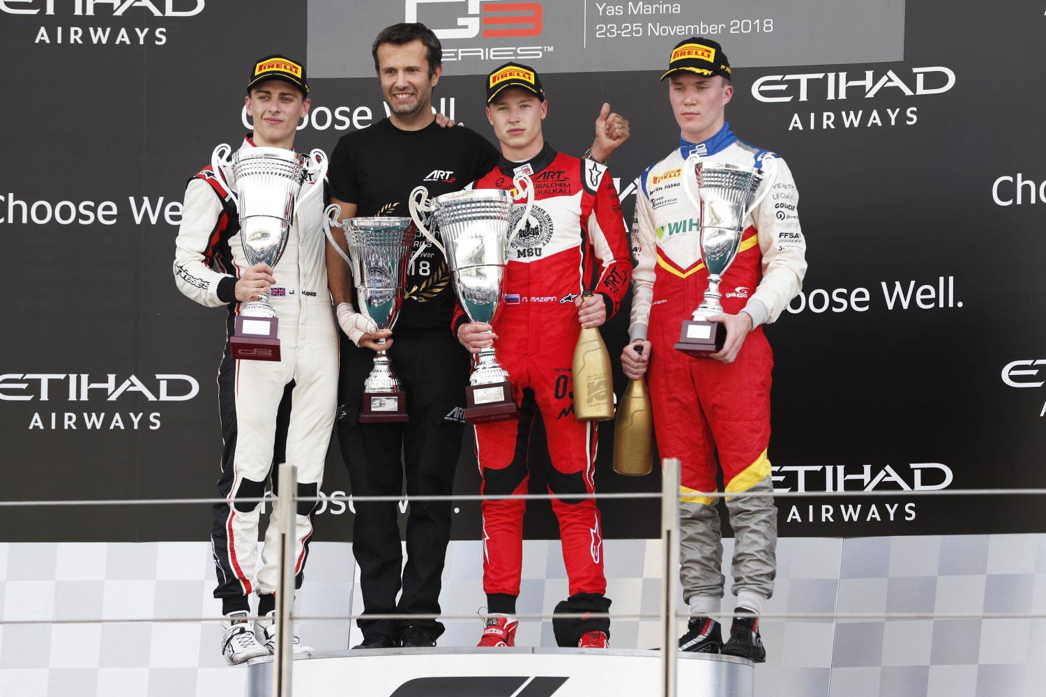 Jake Hughes, Nikita Mazepin (ART Grand Prix), Simo Laaksonen (Campos Racing)