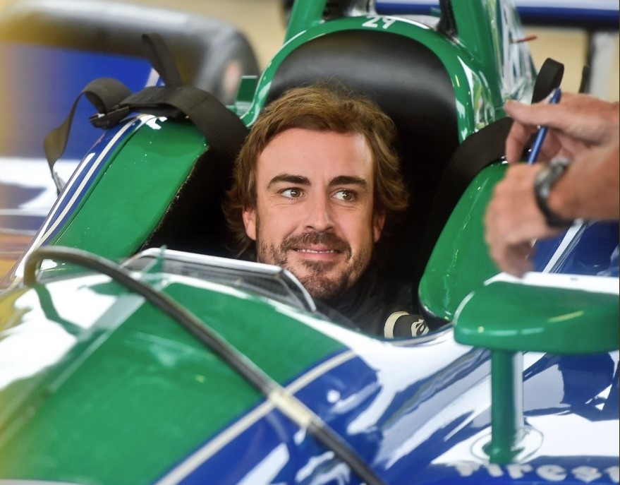 Alonso looked happy in the IndyCar at Barber yesterday