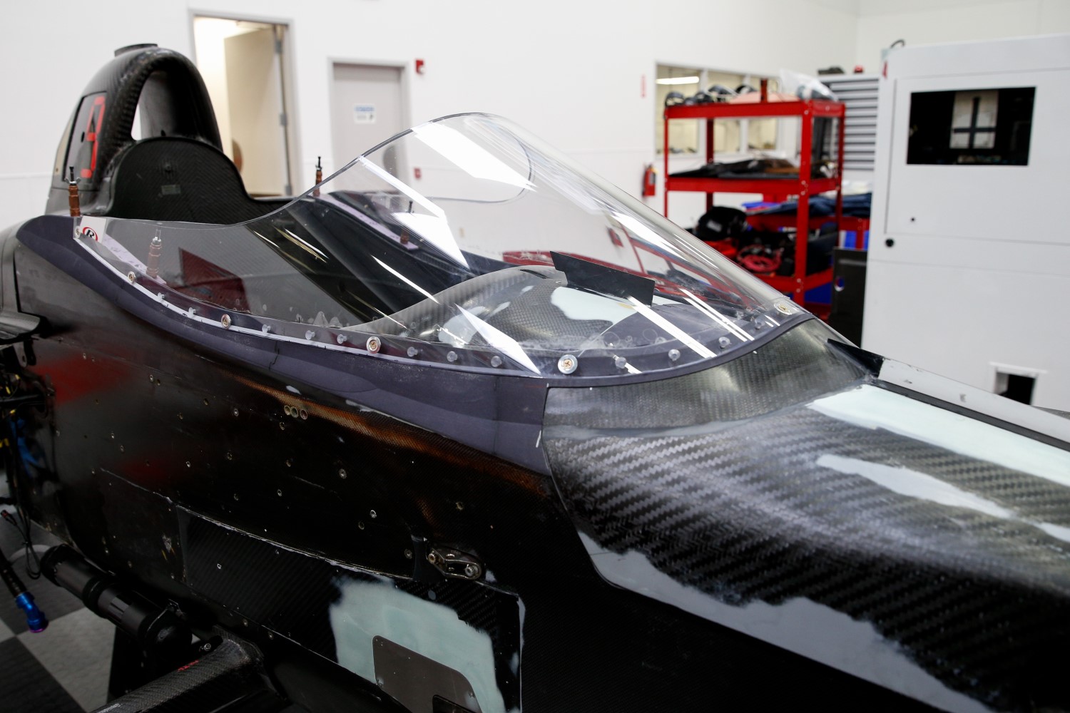 The installed windscreen on the 2018 Indy car in preparation for the first test