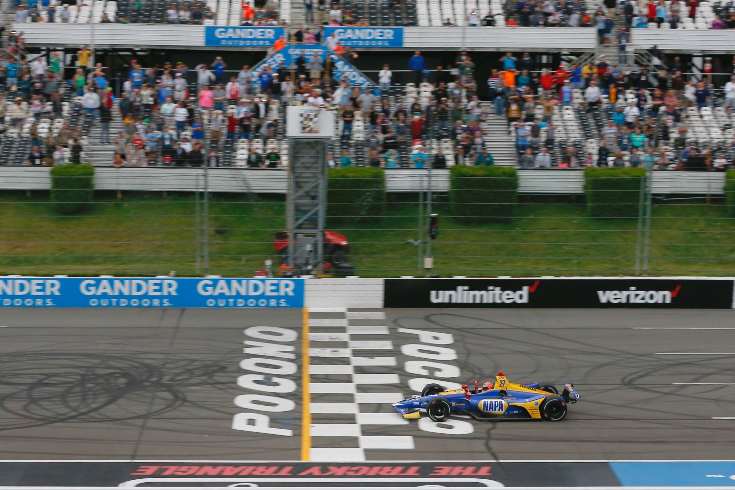 Rossi takes win in 2018 at Pocono. With no support series races during the Pocono weekend, there is too much downtime between times when the IndyCars are on track. This event looks destined for failure like so many IndyCar oval track events in the past