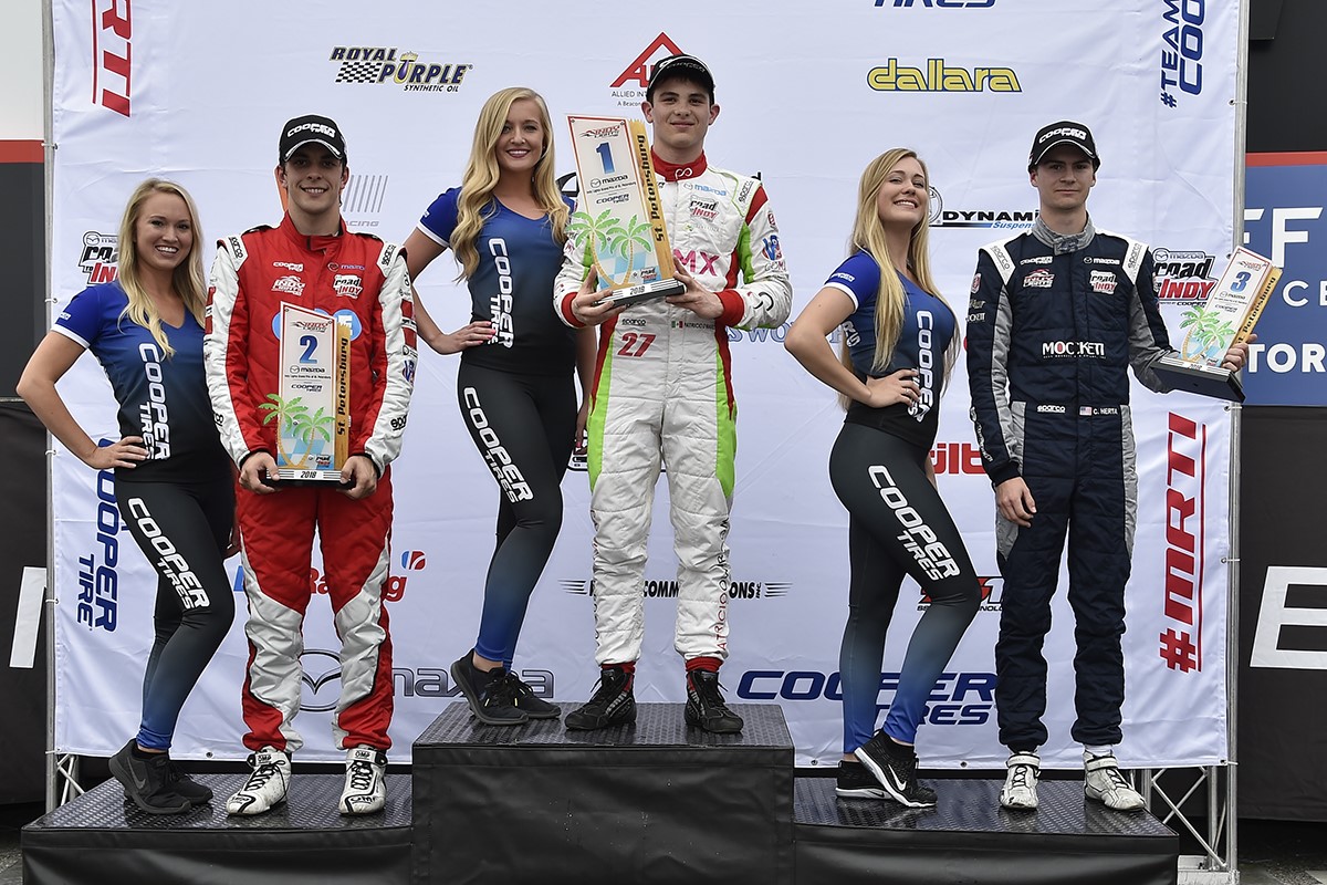 Indy Lights top-3 celebrate