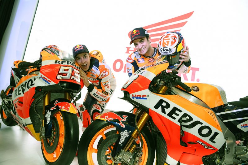 Marquez and Pedrosa show off the team's slightly revised livery