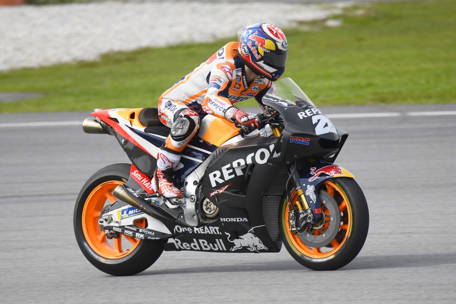 The Repsol Honda riders were out of bikes with different bodywork