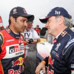 2nd place Nasser Al-Attiyah talks to the winner, Carlos Sainz Sr.