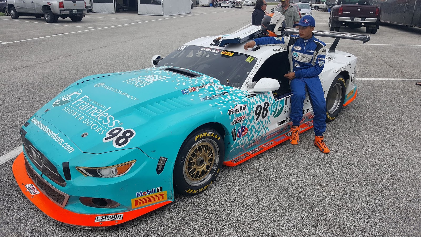 Ernie Francis Jr with car at Daytona