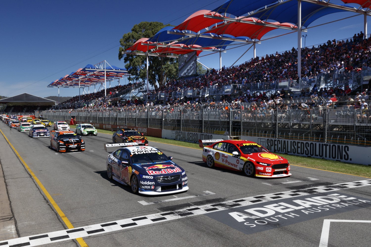 A huge crowd of 90,000 people packed the Adelaide street circuit today to watch the racing