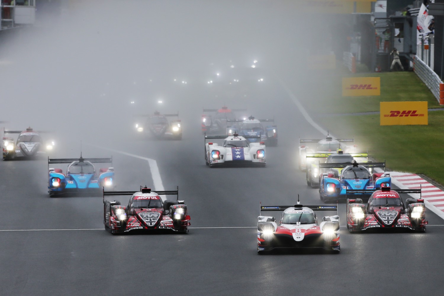 The start was wet. Is it ever sunny at Fuji?