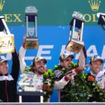 Alonso celebrates with Buemi and Nakajima