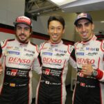 Pole winning Toyota drivers Alonso, Nakajima and Buemi