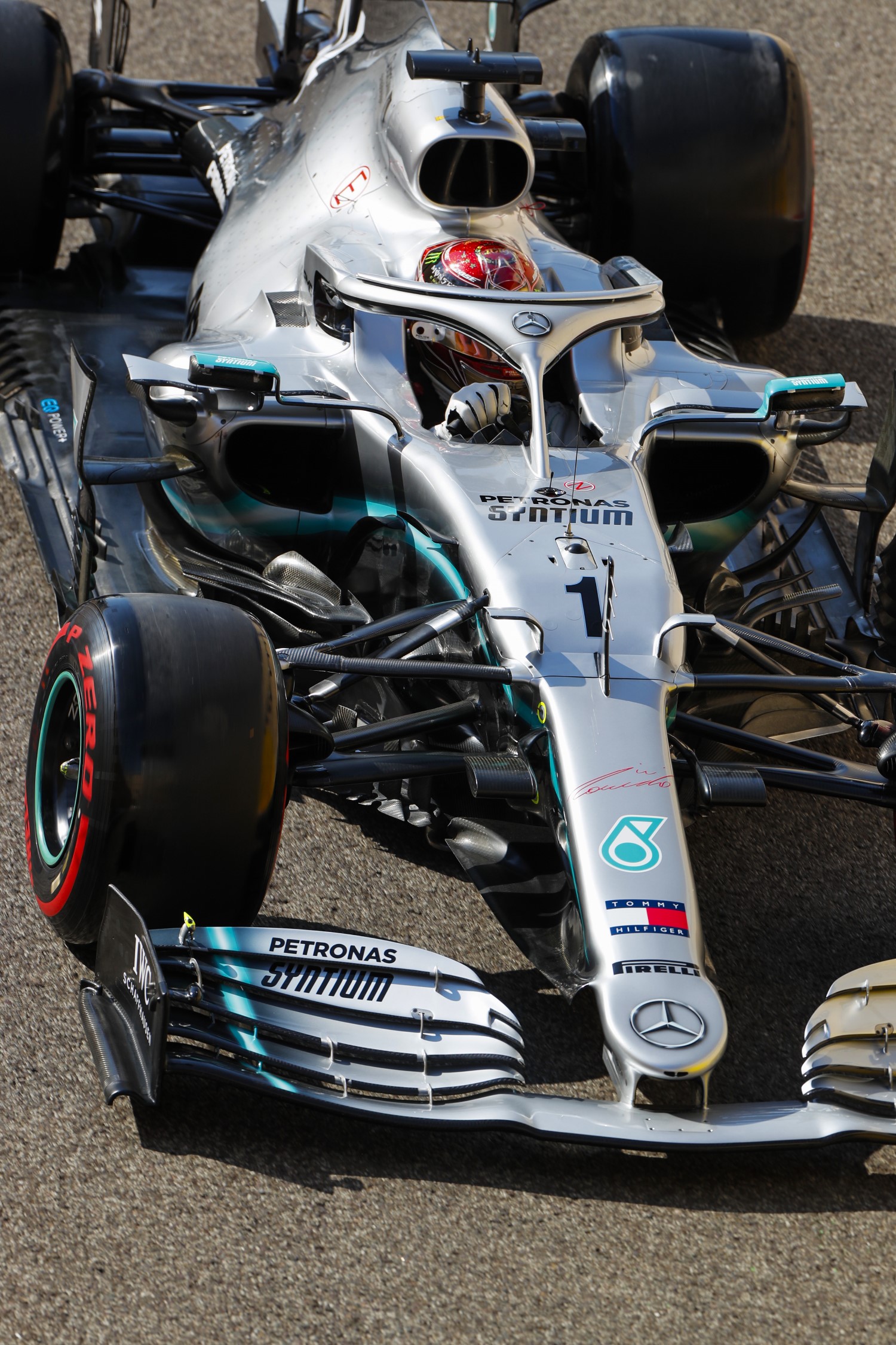Hamilton tries out the #1 in practice Friday. He's playing Ferrari like a fiddle to extract more money from Mercedes