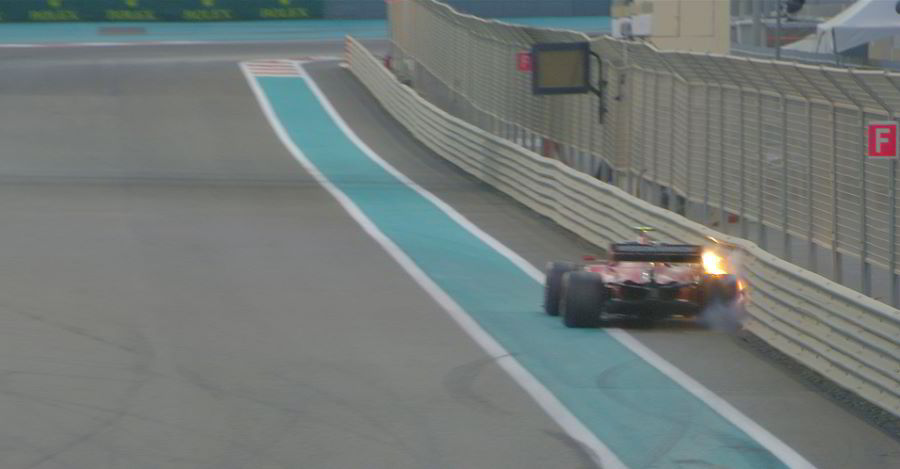 Leclerc brushes the barrier trying to catch the Mercedes drivers