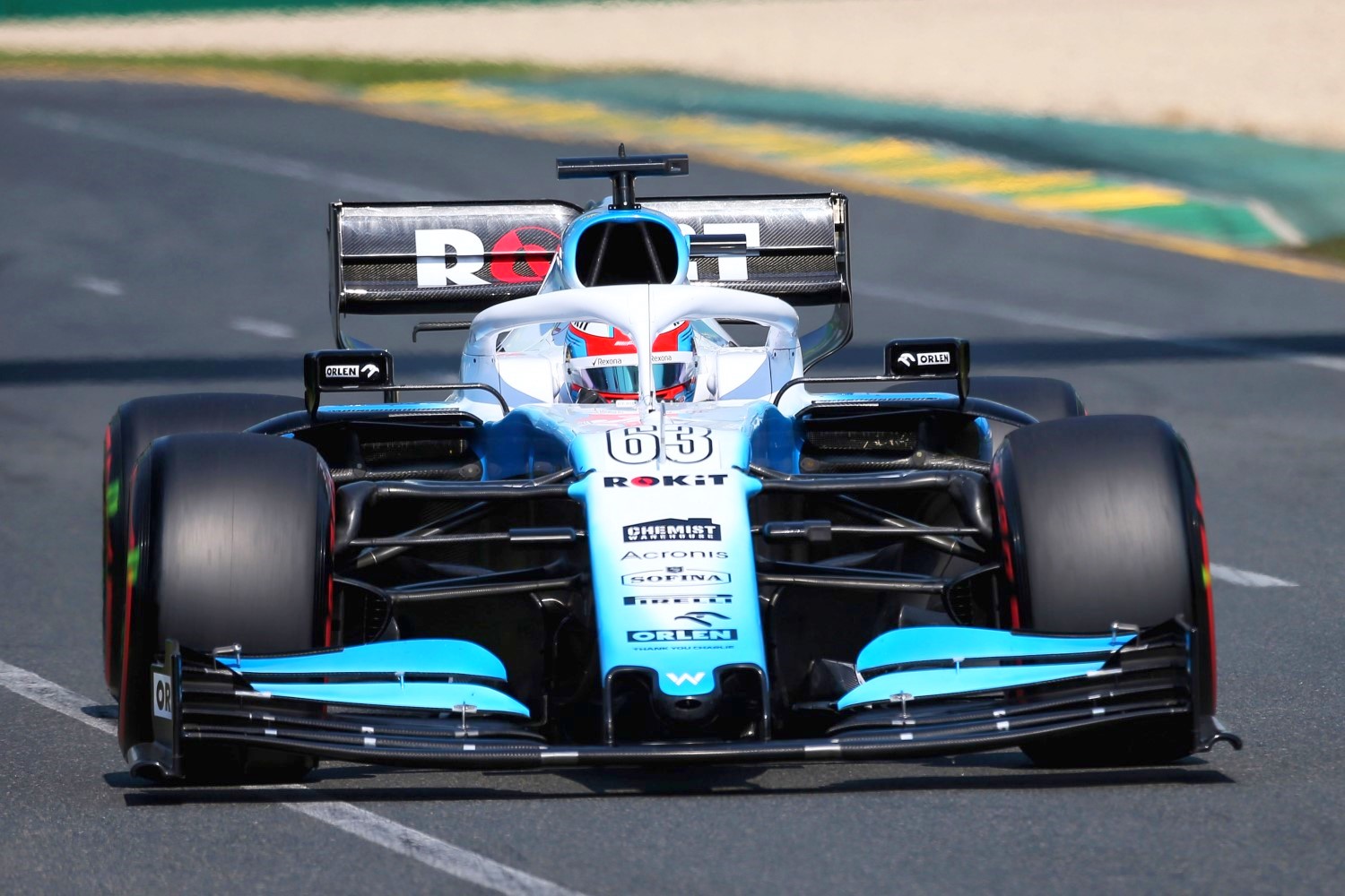 George Russell in the back of the grid Williams