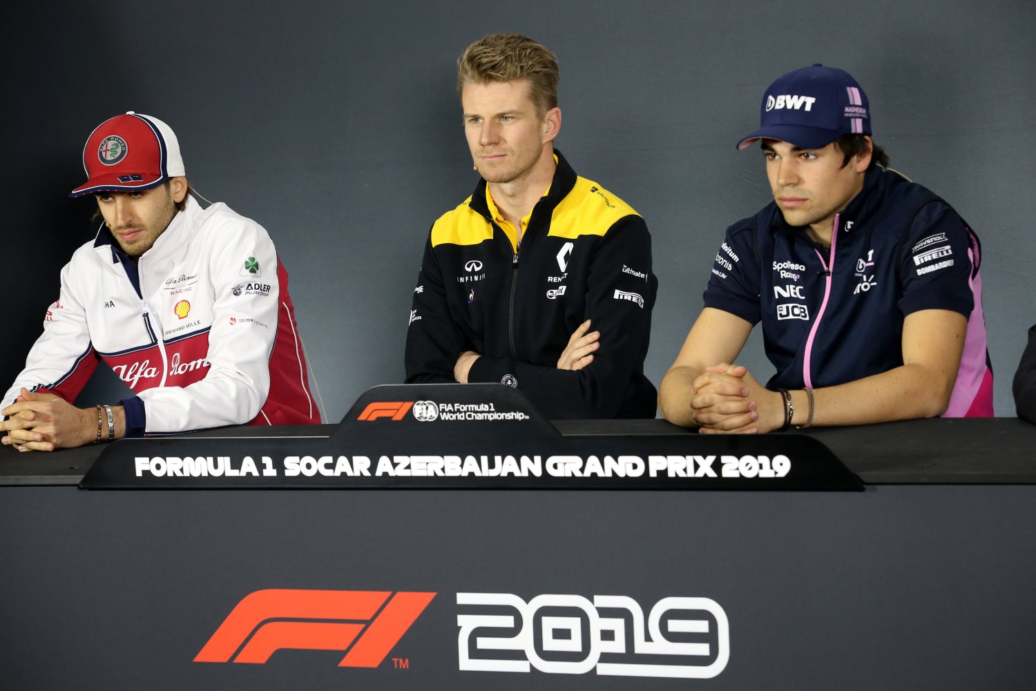 From left, Giovinazzi, Hulkenberg and Stroll