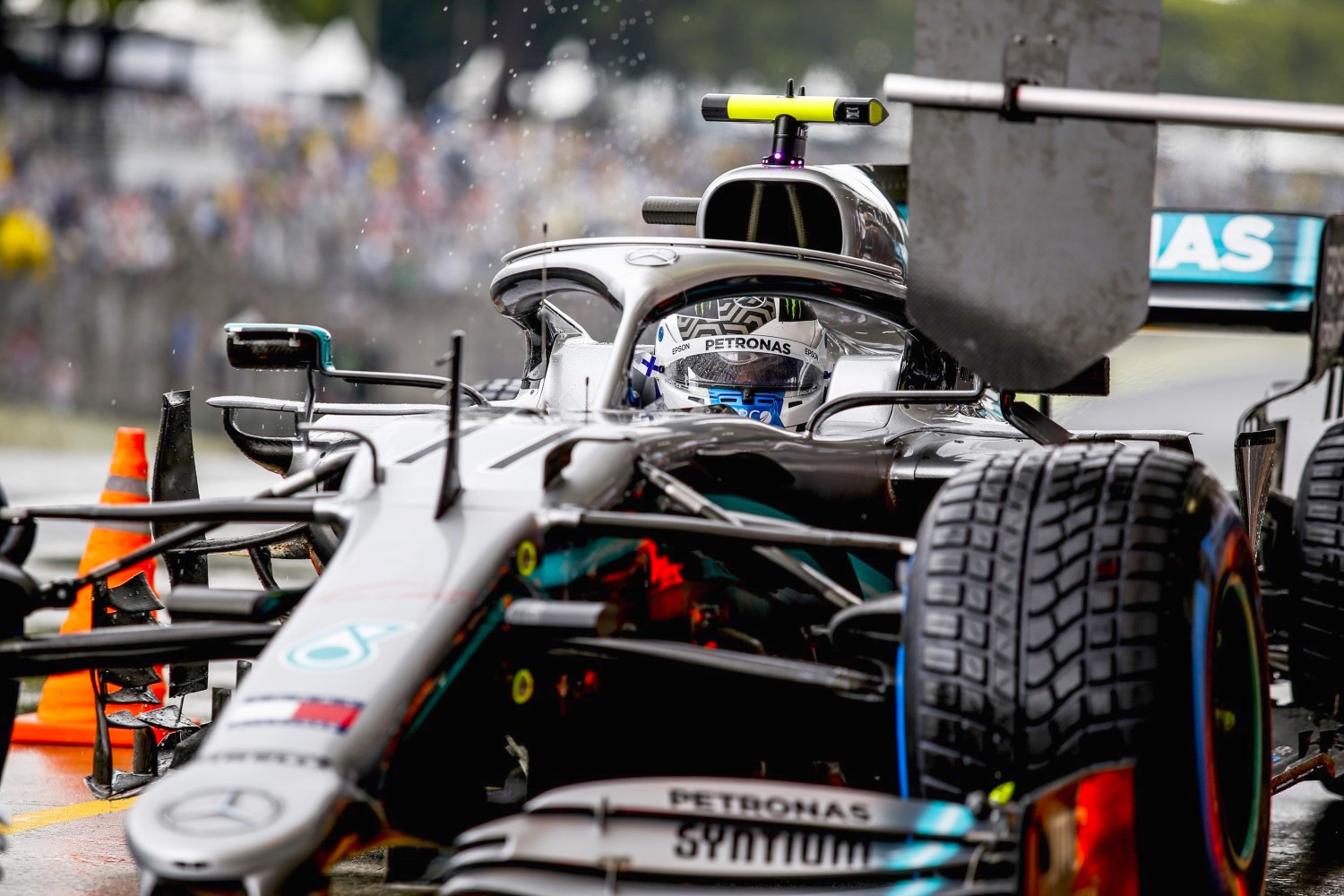 Bottas in the morning rain