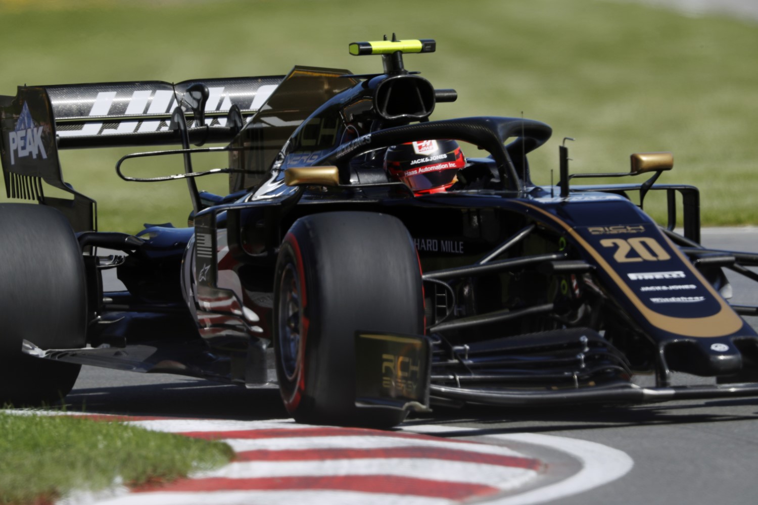 Kevin Magnussen's Haas shod with the made-for Mercedes Pirelli tires