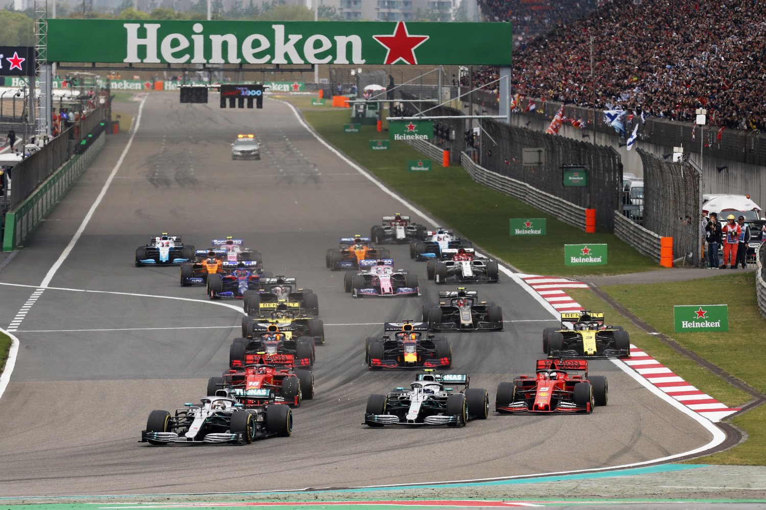 Hamilton grabs lead in turn 1 and never looked back