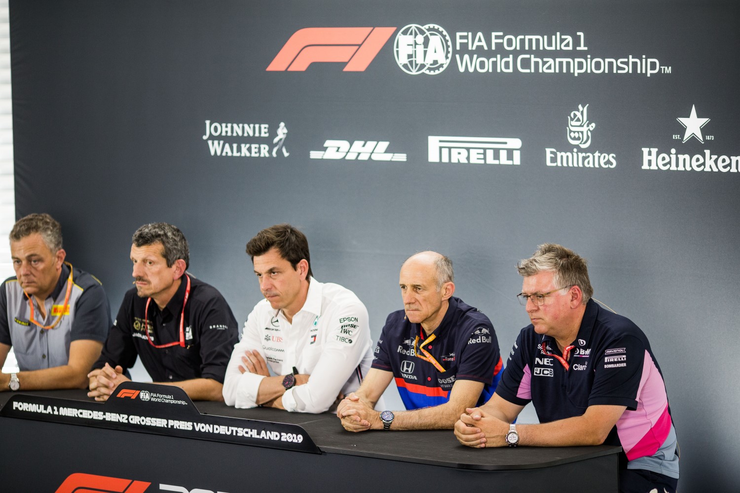 From left Isola, Steiner, Wolff, Tost and Szafnauer