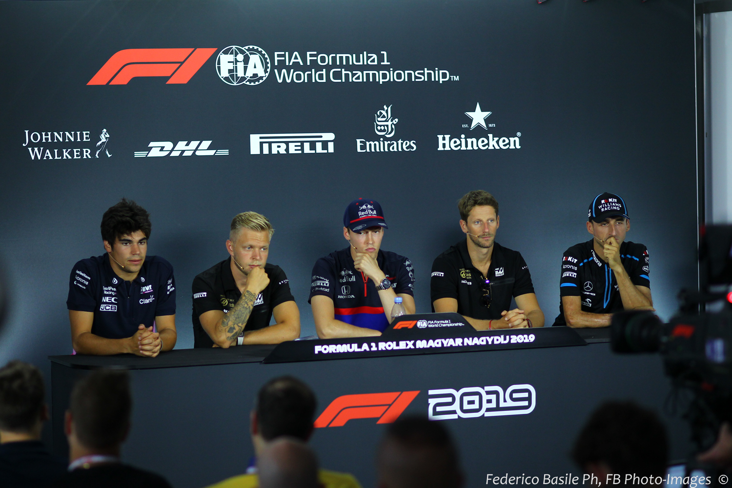 From left, Stroll, Magnussen, Kvyat, Grosjean and Kubica